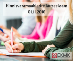 Järgmine kutseeksam toimub 01.11. 2016